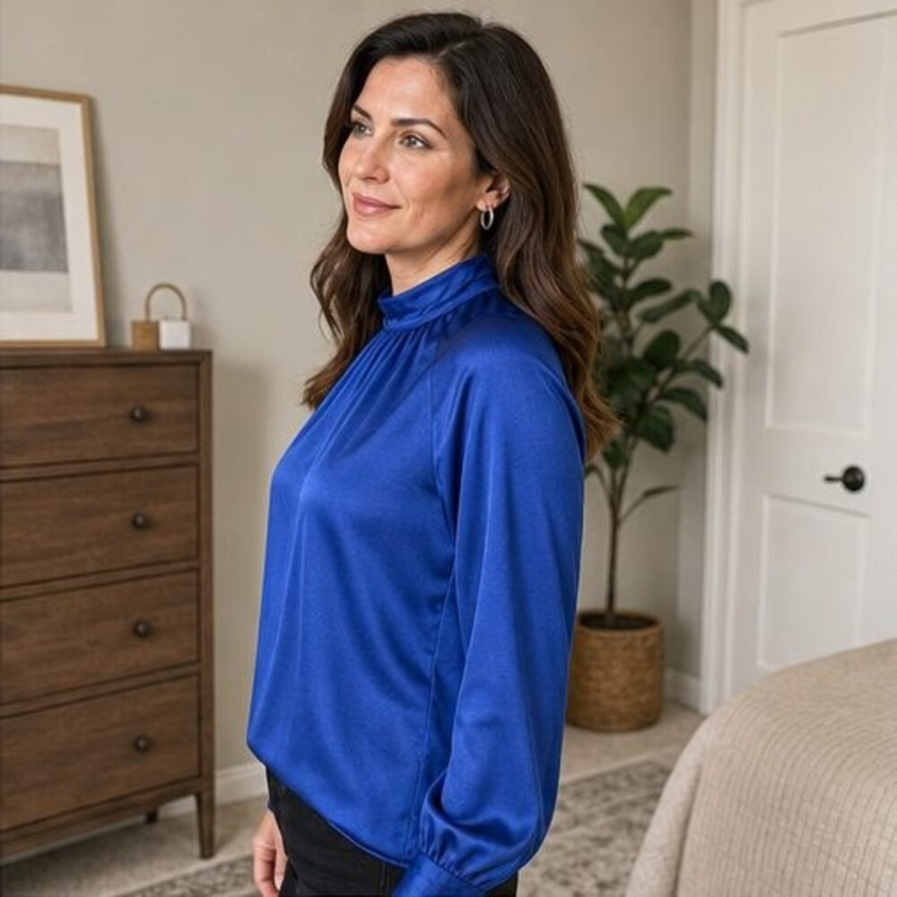 Ivory Tie Neck Blouse - Picture 3 of 6